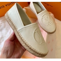 Low Price Louis Vuitton Leather LV Circle Starboard Flat Espadrille 72118 White 2020