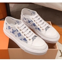 Practical Louis Vuitton Stellar Sneakers in Blue Monogram Print Transparent Fabric 72206 2020 