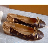 Unique Style Louis VuittonJoy Bow Ballerinas Gold Leather 80726