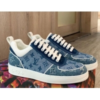 Grade Quality Louis Vuitton Trainer Denim Low-Top Sneakers Blue 80727