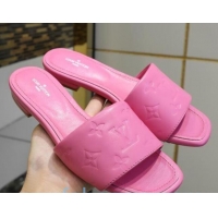 Hot Style Louis Vuitton Monogram Embossed Calfskin Flat Slide Sandals 81707 Pink