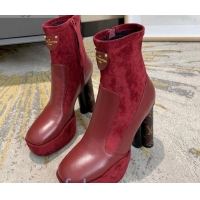 Classic Hot Louis Vuitton Podium Platform Ankle Boots 81728 Burgundy