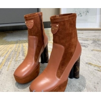 Top Grade Louis Vuitton Podium Platform Ankle Boots 81728 Brown