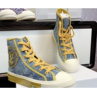 Most Popular Louis Vuitton x Converse Denim High-Top Sneakers 82734 Yellow 2020