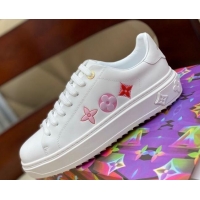 Top Quality Louis Vuitton Time Out Sneakers in Printed Silky Calfskin 83115 White 01 2020