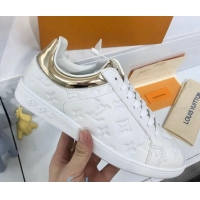 Discount Louis Vuitton Luxembourg Sneakers in Monogram Embossed Leather 83134 White/Gold 2020