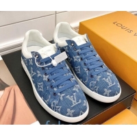 Top Design Louis Vuitton Luxembourg Sneakers in Blue Monogram Denim 83142