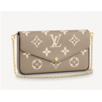 Top Design Louis Vuitton Original POCHETTE FELICIE Chain Bag M69977 grey