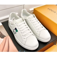 Well Crafted Louis Vuitton Luxembourg LV Stripes Sneakers White/Green 83145