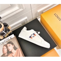 Popular Style Louis Vuitton Luxembourg LV Stripes Sneakers White/Orange 83145