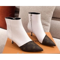 Trendy Design Louis Vuitton Cherie Ankle Boots 1A8834 White Leather/Brown Monogram Canvas 2020