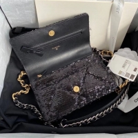 Traditional Discount Chanel 19 Chain Wallet WOC AP0957 black