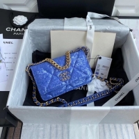 Well Crafted Chanel 19 Chain Wallet WOC AP0957 blue