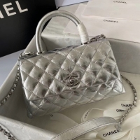 Good Taste Chanel Small Flap Bag with Top Handle 92990 Silver