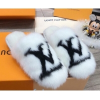 Low Price Louis Vuitton LV Mink Fur and Wool Homey Flats Mules White 20934