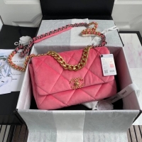 Affordable Price Chanel 19 flap bag velvet AS1161 pink