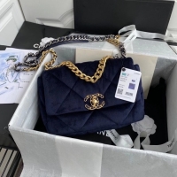 Cheap Price Chanel 19 flap bag velvet AS1160 Royal Blue