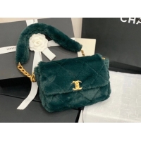 Promotional Chanel flap bag Shearling Lambskin & Gold-Tone Metal AS2240 green