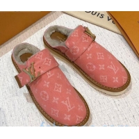 Charming Louis Vuitton LV Cosy Monogram Denim Mules Pink 20931