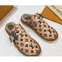 Good Quality Louis Vuitton LV Crafty Cosy Canvas Mules 20931 Caramel Brown