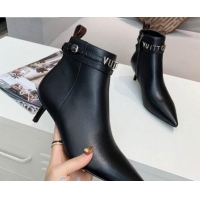 Best Product Louis Vuitton Call Back Leather Signature Strap Short Boots 91015 Black 2020