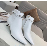 Pretty Style Louis Vuitton Call Back Leather Signature Strap Short Boots 91015 White 2020