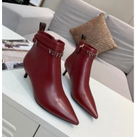 Charming Louis Vuitton Call Back Leather Signature Strap Short Boots 91015 Burgundy 2020