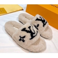 Best Price Louis Vuitton LV Homey Lambskin Wool Flat Mules 92134 Beige