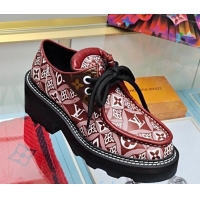 Luxury Louis Vuitton LV Beaubourg Platform Derby Lace-up Loafers in 1854 Monogram Canvas Red 2020