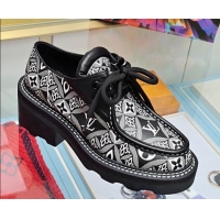 Best Price Louis Vuitton LV Beaubourg Platform Derby Lace-up Loafers in 1854 Monogram Canvas Black 2020