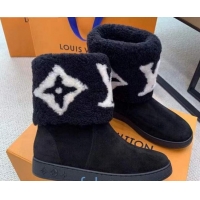 Best Price Louis Vuitton Calfskin Suede and Wool Flat Short Boots Monogram 92746