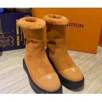 Most Popular Louis Vuitton Breezy Suede Wool Short Boots 102044 Camel