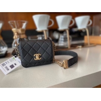 Pretty Style Chanel small flap bag Lambskin & Gold-Tone Metal AS2051 black