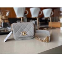 Traditional Specials Chanel small flap bag Lambskin & Gold-Tone Metal AS2051 grey