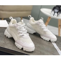 Low Cost Dior D-Connect Sneakers in All White Mesh 22025