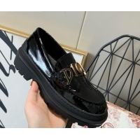 Top Quality Dior x Shawn Explorer Platform Loafers in Black Patent Calfskin 12177