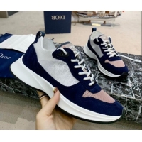 Fashion Dior B25 Runner Sneakers in White Oblique Canvas and Navy Blue Suede 20255