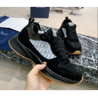 Luxury Classic Dior B25 Runner Sneakers in Oblique Canvas and Black Suede 22256