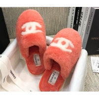 Sophisticated Chanel Wool CC Flat Slipper Mules Orange 92218