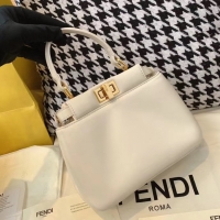 Grade Quality Fendi PEEKABOO ICONIC MINI nappa leather bag 8BN244 white