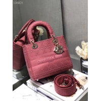 Affordable Price MEDIUM LADY D-LITE BAG Mallow Rose Cannage Embroidery M0565OREY