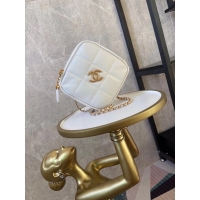 Shop Promotional Chanel small diamond bag Grained Calfskin & Gold-Tone Metal AS2201 White