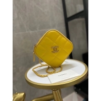 Grade Quality Chanel small diamond bag Grained Calfskin & Gold-Tone Metal AS2201 yellow