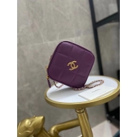 Top Design Chanel small diamond bag Grained Calfskin & Gold-Tone Metal AS2201 purple