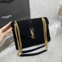 Top Quality YSL ENVELOPE MEDIUM BAG IN MIX MATELASSE VELVET Y487206 black