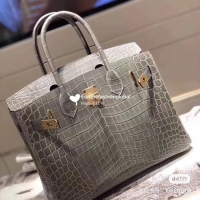 Charming Hermes Birkin Bag Original Leather crocodile HBK35 grey