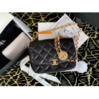 Fashion Cheap Chanel small flap bag Lambskin & Gold-Tone Metal AS2189 black