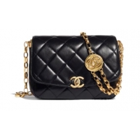 Top Quality Chanel flap bag Lambskin & Gold-Tone Metal AS2222 black