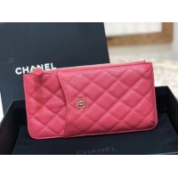 Charming Chanel Calfskin Leather Card packet & Gold-Tone Metal A81598 pink