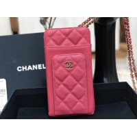 Luxurious Chanel Calfskin Chain Card packet & Gold-Tone Metal AP0990 pink